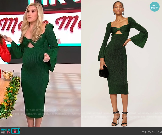 Self Portrait Green Knit Midi Dress worn by Brittney Levine on Sherri
