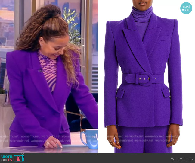 Sergio Hudson Wool Belted Blazer worn by Sunny Hostin on The View