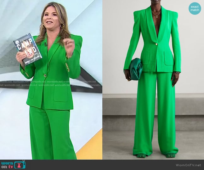 Sergio Hudson Stretch-Wool Crepe Blazer worn by Jenna Bush Hager on Today