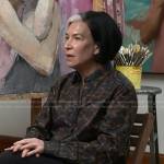 Sharon Sprung’s brown and black printed shirt on Today