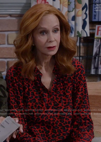 Sheila’s red leopard print top on Call Me Kat