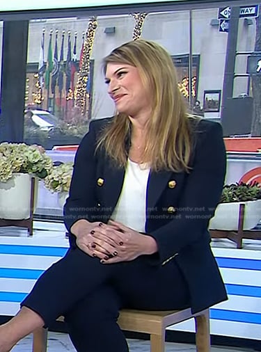 Shelby Harris’s navy double breasted blazer on Today