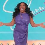 Sherri’s purple leather slash cutout dress on Sherri