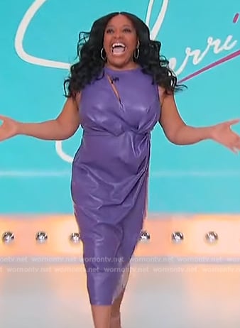 Sherri’s purple leather slash cutout dress on Sherri