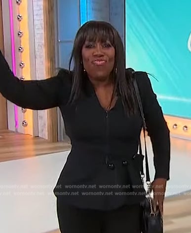 Sheryl Underwood’s black button detail jacket and bag on Sherri
