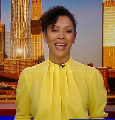 Shirleen Allicot’s yellow pleated blouse on Good Morning America