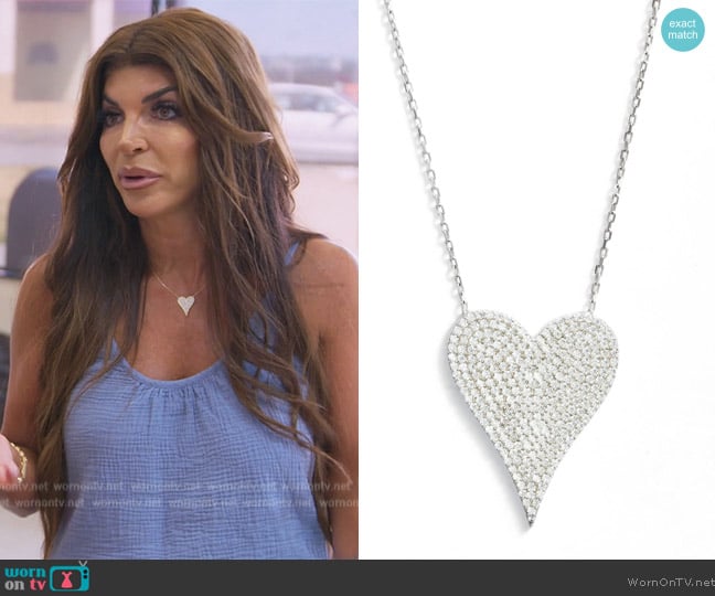 Shymi Pave Heart Pendant Necklace worn by Teresa Giudice on The Real Housewives of New Jersey