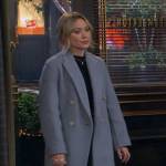 Sophie’s blue oversized coat on How I Met Your Father