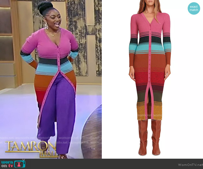 Staud Shoko Striped Sweater Dress worn by Samara Joy on Tamron Hall Show
