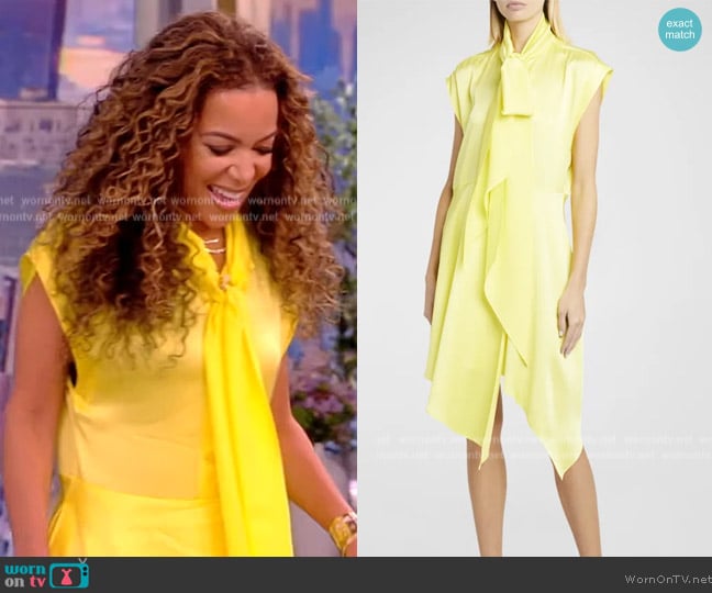 Stella McCartney Tie-Neck Short Dress with Handkerchief Hem worn by Sunny Hostin on The View
