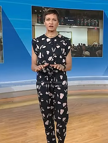 Stephanie’s black floral jumpsuit on Today