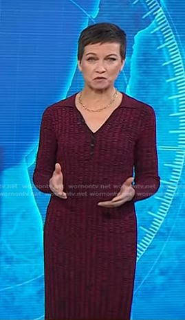 Stephanie’s red space dye knit dress on Today