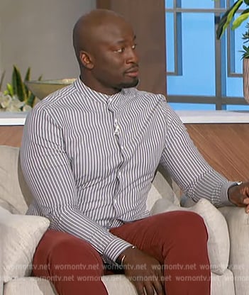 Akbar’s striped button down shirt on The Talk