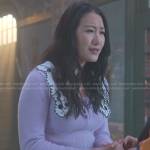 Sumi’s lilac collared cardigan on Good Trouble