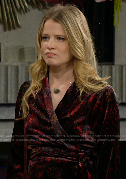 Summer’s red wrap top on The Young and the Restless