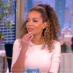 Sunny’s white cashmere flare dress on The View