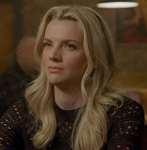 Sylvie’s black pointelle sweater on Chicago Fire
