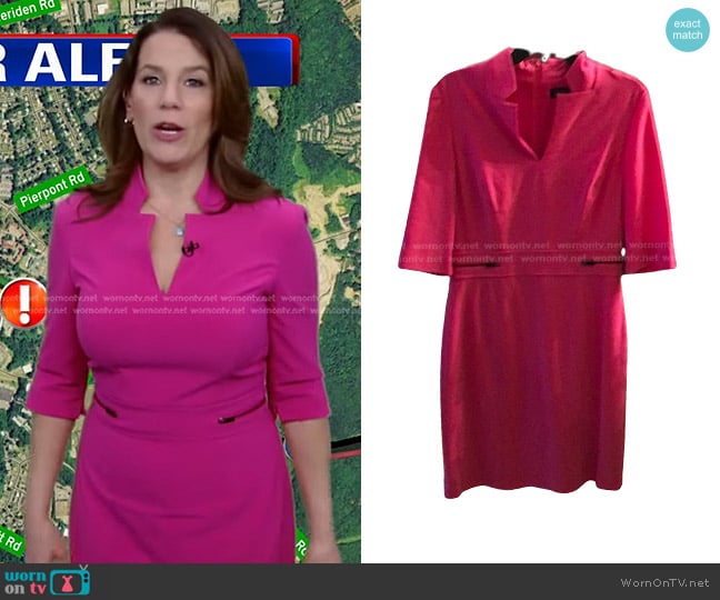 Tahari ASL Dress with Zipper Pockets worn by Heather O’Rourke on Good Morning America