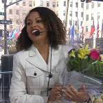 Talia’s white belted denim jacket on Today