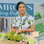 Tamron’s blue floral print flare dress on Tamron Hall Show