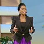 Tamron’s black padded shoulder blazer on Tamron Hall Show