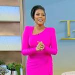 Tamron’s pink asymmetric dress on Tamron Hall Show