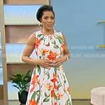 Tamron’s white floral print dress on Tamron Hall Show