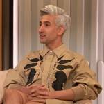 Tan France’s beige embroidered shirt on The Drew Barrymore Show