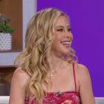 Tara Lipinski’s red floral ruched mini dress on The Talk