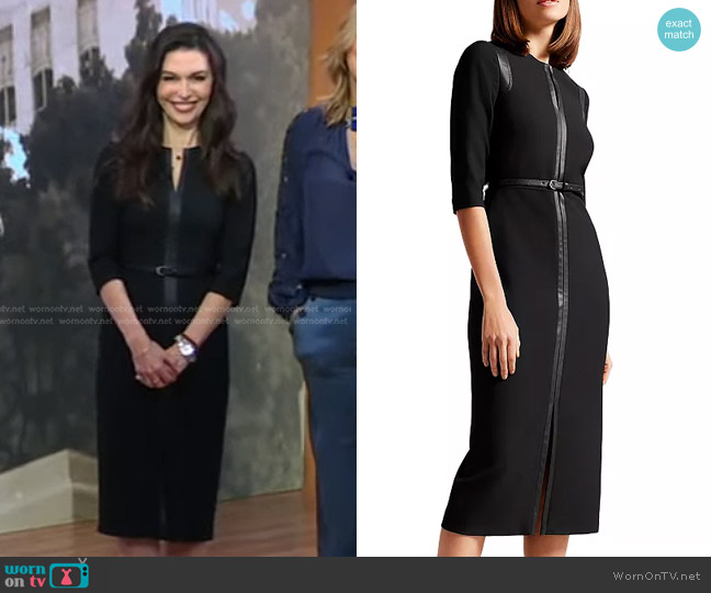 Ted Baker Halleid Faux Leather Trim Pencil Dress worn by Finola Hughes on Good Morning America