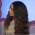 Terri Seymour’s metallic stripe sweater on Extra