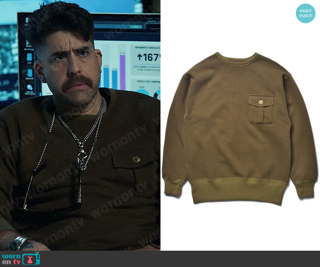 The Real McCoys Military Pocket Sweatshirt worn by Harry Keshegian (Adam Goldberg) on The Equalizer