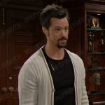 Thomas’s white striped trim cardigan on The Bold and the Beautiful