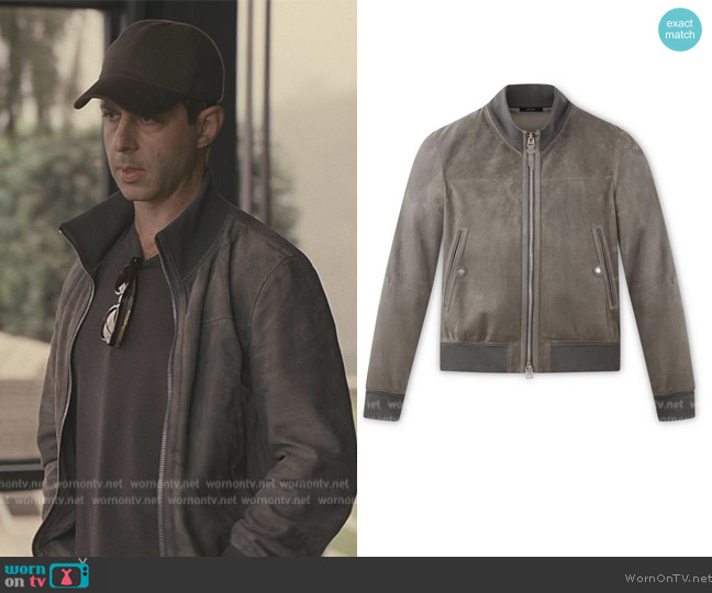 Tom Ford Light Suede Track Bomber worn by Kendall Roy (Jeremy Strong) on Succession