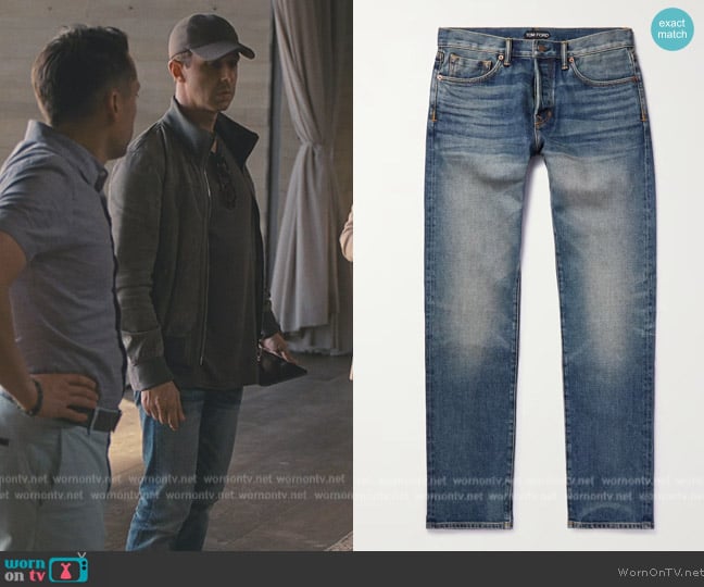Tom Ford Slim-Fit Selvedge Jeans worn by Kendall Roy (Jeremy Strong) on Succession