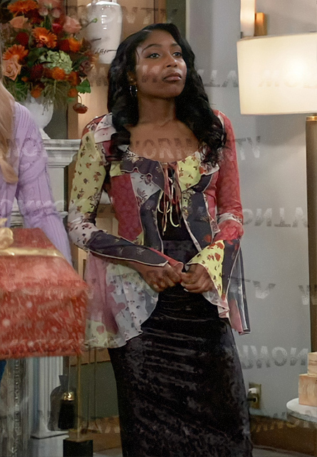 Trina’s patchwork print top on General Hospital
