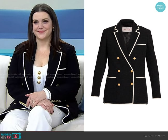 Valentino Double-Breasted Wool Tweed Blazer worn by Melanie Lynskey on Today