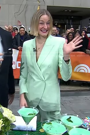 Vanessa Price’s lime double breasted blazer and pants on Today