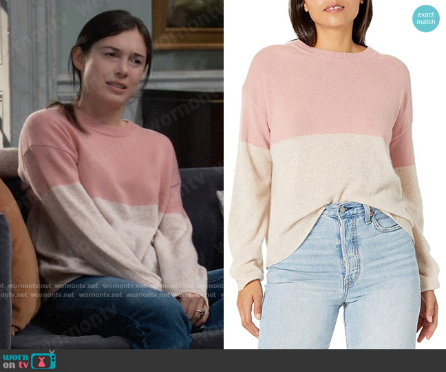 Velvet by Graham and Spencer Nora Sweater in Blush worn by Willow Tait (Katelyn MacMullen) on General Hospital