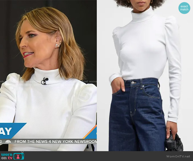 Veronica Beard Cedar Puff Sleeve Turtleneck worn by Savannah Guthrie on Today