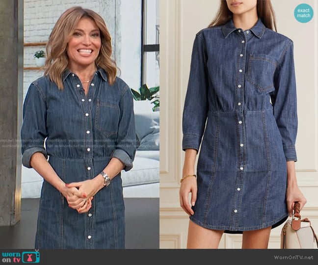 Veronica Beard Keston Denim Shirt Dress worn by Kit Hoover on Access Hollywood