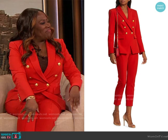 Veronica Beard Miller Jacket in Flame Red worn by Sheryl Underwood on The Drew Barrymore Show