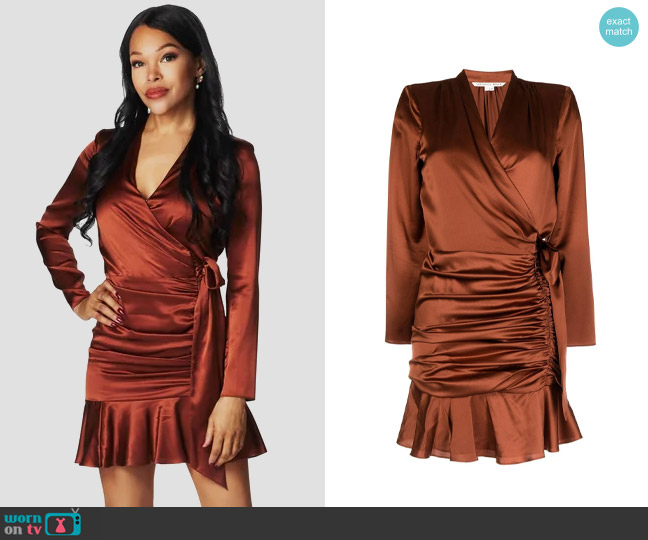 Veronica Beard Agatha Dress in Cognac worn by Portia Robinson (Brook Kerr) on General Hospital