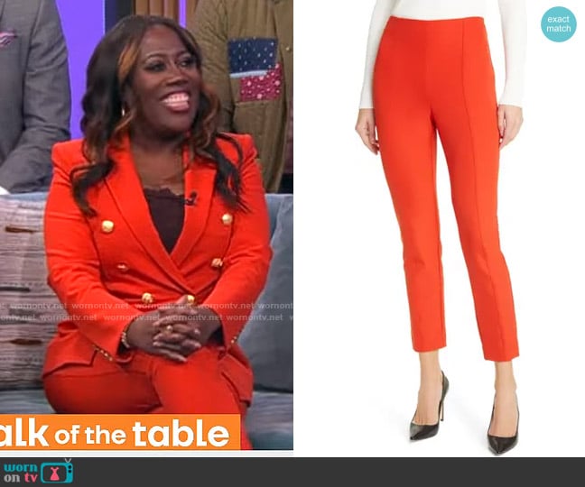 Veronica Beard Honolulu Pants in Flame Red worn by Sheryl Underwood on CBS Mornings