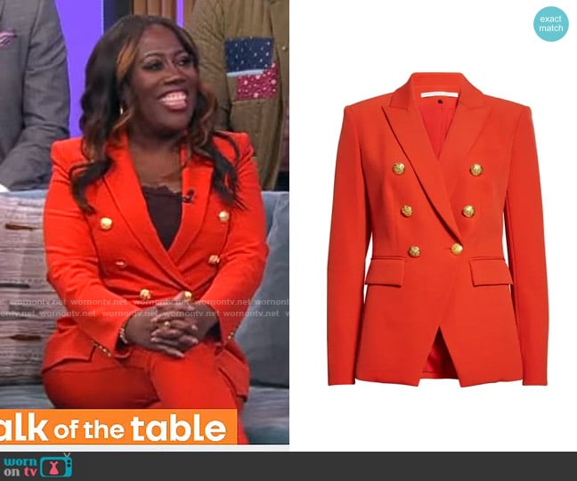 Veronica Beard Miller Jacket in Flame Red worn by Sheryl Underwood on CBS Mornings