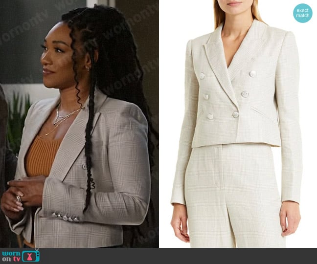 Veronica Beard Nevis Blazer in Oatmeal worn by Iris West (Candice Patton) on The Flash