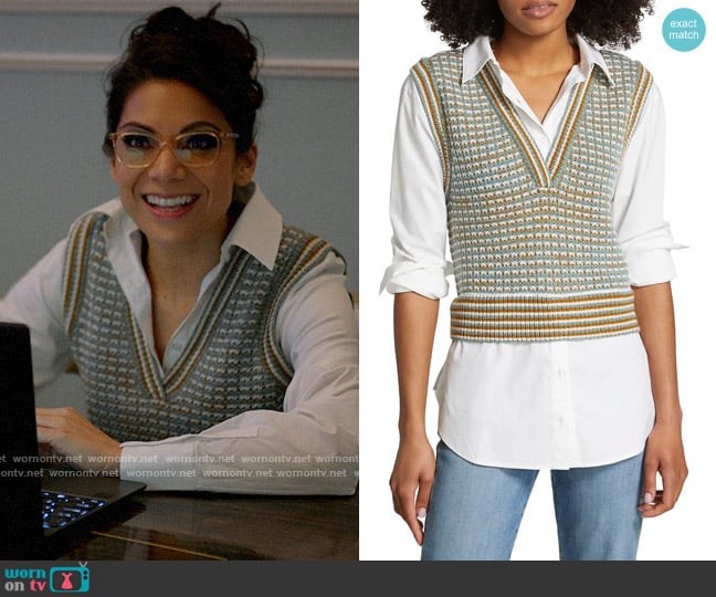 Veronica Beard Serwa Vest worn by Helen Tasker (Ginger Gonzaga) on True Lies
