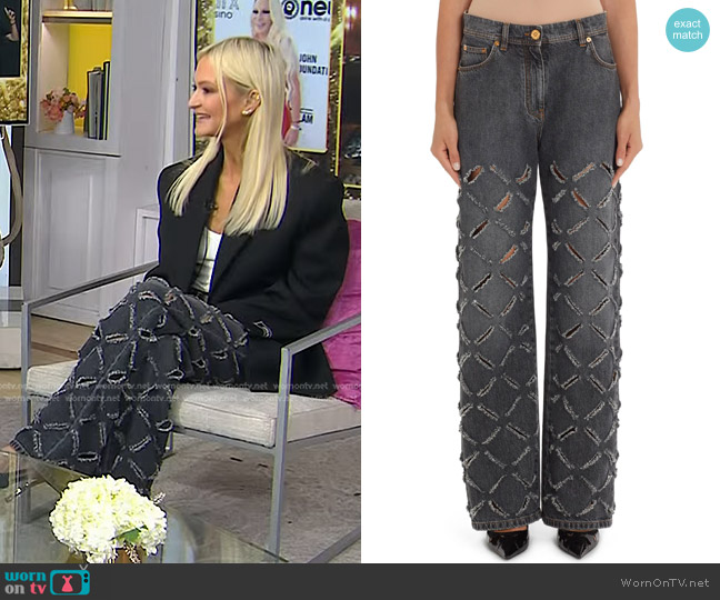 Versace Slash Laser Cut Straight Leg Jeans worn by Zanna Roberts Rassi on Today