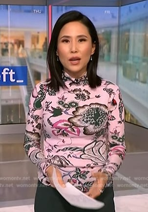 Vicky’s pink floral turletneck top on NBC News Daily