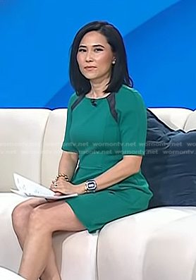 Vicky’s green leather trim dress on Today
